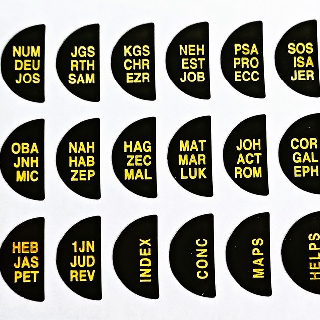 Half Moon Thumb Indexing: Black Background | Gold Text | English