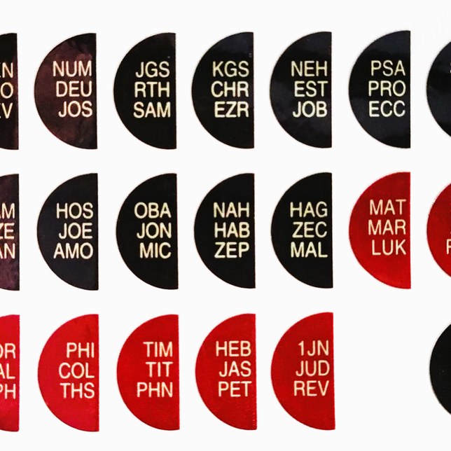 Half Moon Thumb Indexing: Black red Background | GOld text | English